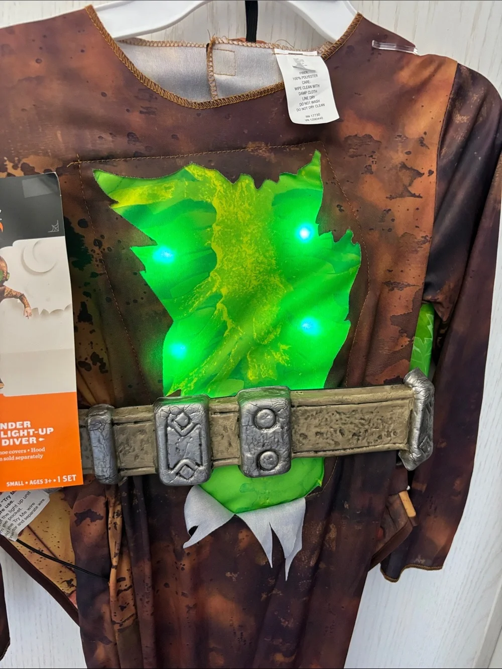 Boys Light Up Deep Sea Diver Halloween Costume 10/12 Unisex Jumpsuit